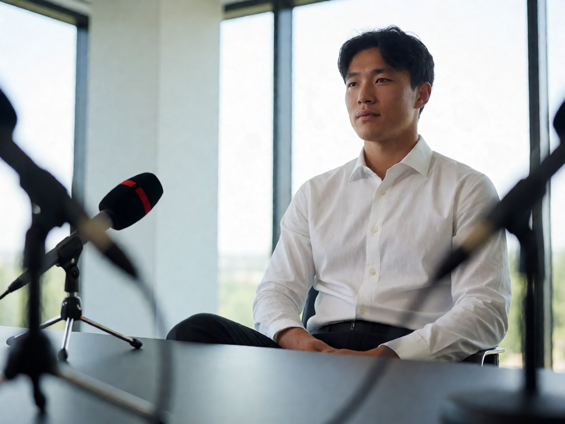 足球运动员接受赛后采访,分享比赛心得和球队感受